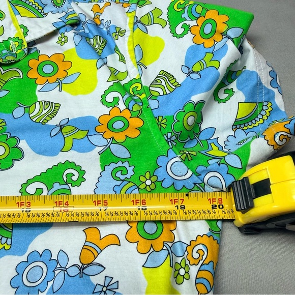 ST33LE Mens Short Sleeve Shirt Medium 100% Cotton Retro Mod Psychedelic Floral - Picture 9 of 12
